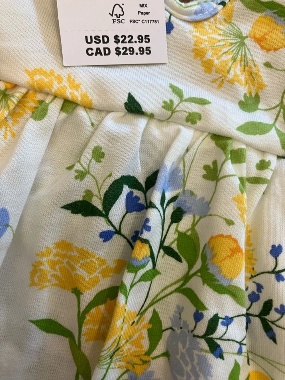 Floral Baby Dress with Yellow & Blue Blooms, Ruffles - Picture 8 of 8